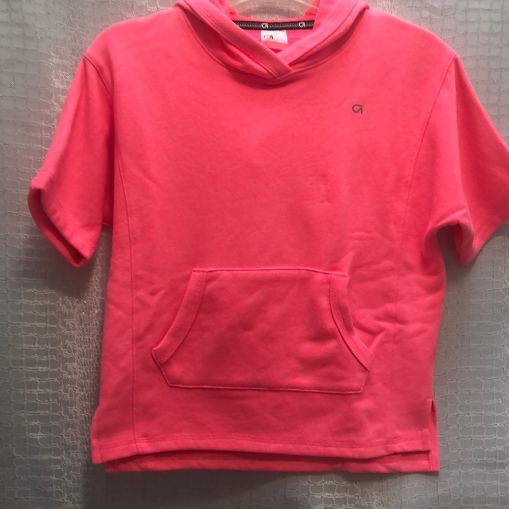 Neon pink Gap fit short sleeve terry hoodie